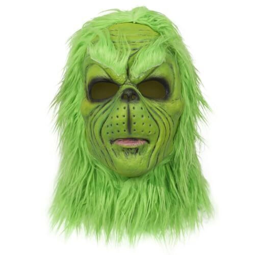 8289 Christmas Mask Deluxe Latex Green Full Head Stole Christmas Mask